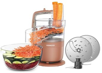 Kenwood MultiPro Compact - Processeur alimentaire avec Express Serve, lame en acier inoxydable, disques pour couper et râper, fonction Pulse, rouge argile (FDP23.140RD)