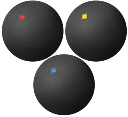 Healeved Lot de 3 de Racquetball en Caoutchouc Rebondissantes, Points Simple Jaune, Bleu et Rouge, Entraînement Intérieur et Extérieur, et Conforme Normes Professionnelles
