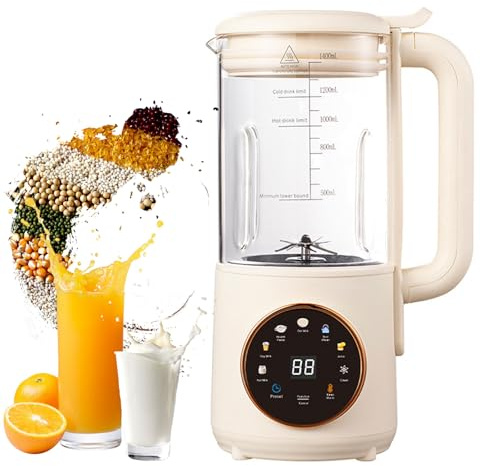 47oz/1400ML Nut Milk Maker, 8-in-1 Automatic Soy Milk Maker for Oat, Almond, Coconut & Plant-Based Milks, Dairy-Free Beverage Maker with Delay Start, Auto Clean, Keep Warm