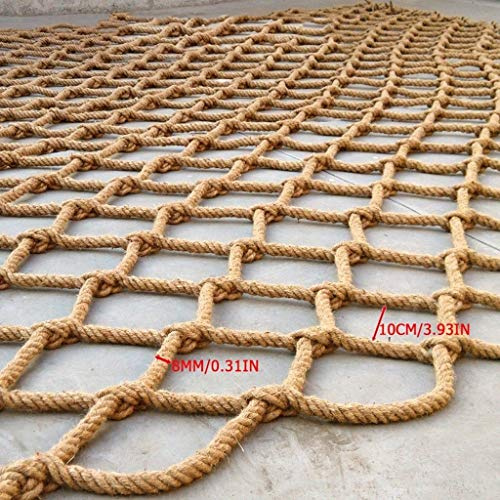 Outdoor-Kletternetz, Hängematte, 8 mm, Hanfseil, Trainingsnetz für Kinder, Spielplatz, Sicherheit, Fallschutz, Gurtband, Balkon, Zaun, Treppenschutz, Leiter, Befestigungsnetz