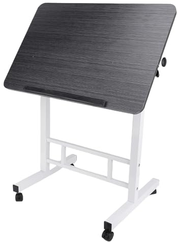 TARSHYRY Scrivania Mobile in Piedi con Ruote Altezza Scrivania Portatile con Rotelle per Postazione di Lavoro Studio Home Office Piano in Metallo MDF Premium 40x60 Cm (Spazzolato)