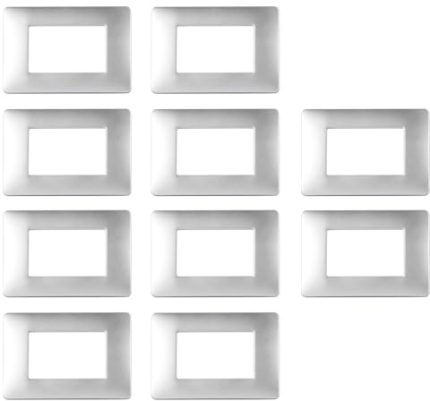 10x 3 Moduli Placca per Scatola 503, Compatibili Serie Matix, Cornice Interruttore Punto Luce, Design Moderno, Plastica di Alta Qualità - Silver