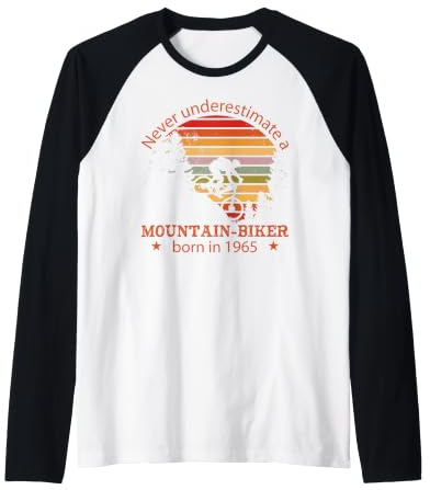 MTB Bike Ciclista Mountain-Biker Nacido 1965 Cumpleaños Bici Camiseta Manga Raglan