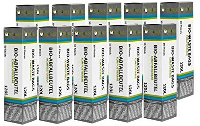 BIO4PACK 120 Liter Abfallbeutel Biomüllbeutel Biobeutel Müllbeutel Kompostbeutel 10 Rollen á 10 Stück