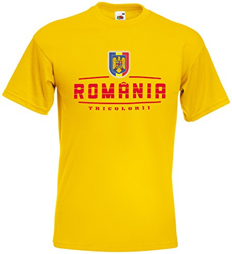 Rumänien T-Shirt Romania Fanshirt Nation EM WM Trikot Gelb XL