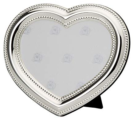 H.Bauer jun. versilberter Bilderrahmen 13 x 13 cm Motiv Herz - Fotorahmen Herzform zum Aufstellen - für Valentinstag, Muttertag, Hochzeit, Verlobung, für Verliebte oder zum Verschenken