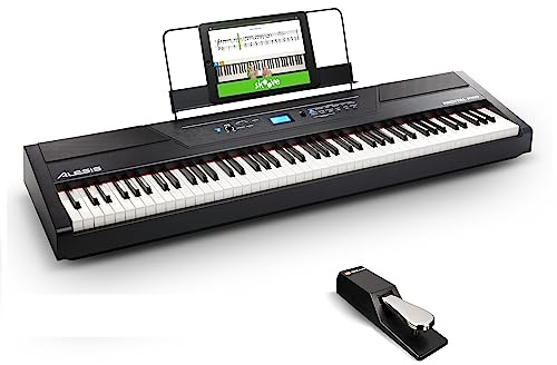 Alesis Recital PRO - Digital Piano/Keyboard mit 88 Hammer Action Keys, 12 Premium Klängen, Kopfhörerausgang und leistungsstarke Schulungsfunktionen + M-Audio SP-2 Universal Sustain Pedal/Dämpferpedal