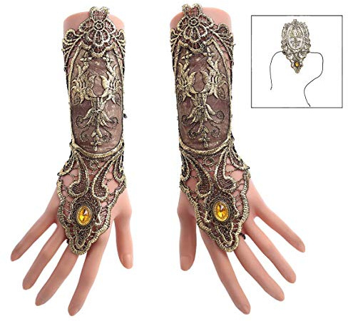iwobi 1 Paire Gants Dentelle sans Doigt, Gants Gothique Mitaines Femme Dentelle Elégant