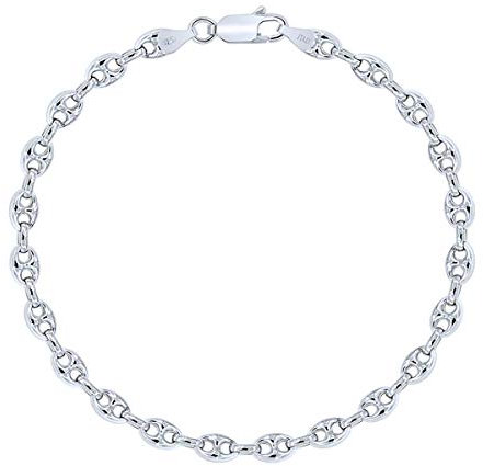 PLANETYS - Kaffeebohne Bohnenkette Armband 925 Sterling Silber rhodiniert - 4.3 mm Breite