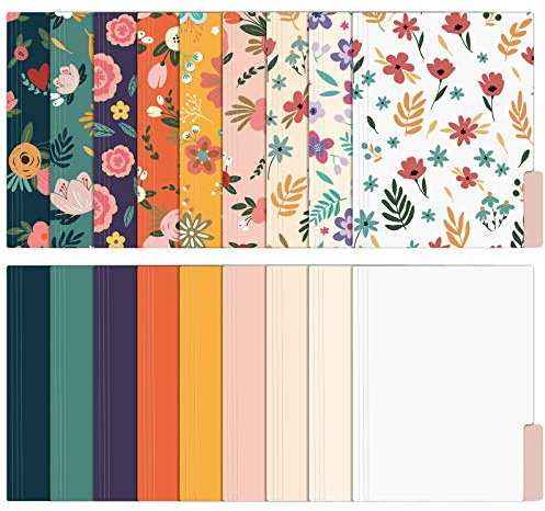 EOOUT 18 Pack Decorative File Folders Floral Folders Cute File Folder, Letter Size Colored File Folders,1/3-Cut Tabs, 9.6 x 11.6 Inches, for Office, School, Home