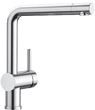 BLANCO Linus | Kitchen Mixer tap in PVD Steel | High-Pressure | Non-Return Valve | Ceramic Cartridge | Assured Water Quality & Water-Saving | [11x26.6x28.2 cm]