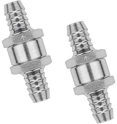Lot de 2 clapets anti-retour 16 mm en alliage d'aluminium argenté pour conduite de carburant, air, huile, essence, diesel, eau pour motoneige, moto, automobile, voiture, camion, tracteur