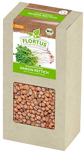 FLORTUS BIO Keimsprossen Daikon-Rettich | Gesunde & leckere Keimsprossen | Sprossensaat | Keimsprossen | Keimsaaten