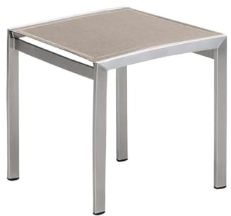 OUTLIV. Gartenhocker Oviedo, Edelstahl-Textilene, UV-beständig, Pflegeleicht, Langlebig, Belastbar bis 100 kg, 45x45x45cm, Silber/Taupe