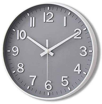 HZDHCLH Grey Wall Clock 12 Inch Silent Non Ticking Clock for Living Room Bedroom Kitchen Office Decor