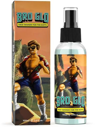 Bro Glo Self Tanner for The Boys - Quick Application Foam Mousse - Easy Sunless Tan For Your Face - Oil Free Water Based for Faster Skin Drying - Natural Sun Kissed Bronze Color Perfect for Men -