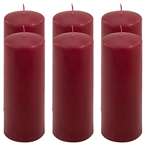 Stumpenkerze weinrot Höhe 20 cm Ø 7,5 cm lange Brenndauer Rund-Kerze Säulenkerzen Kerzen-Deko Tafelkerzen Weihnachts-Kerzen Hochzeit (6)
