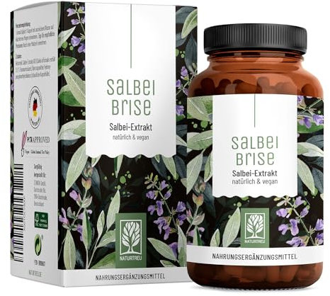 NATURTREU® Salbei Kapseln hochdosiert - 6000mg Salbei pro Kapsel - Salbei Extrakt (60:1) - 120 Kapseln vegan & laborgeprüft