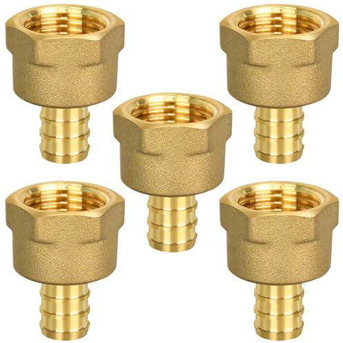 5 Pack PEX 1/2 x 1/2 NPT Female Fittings, Full Port for PEX pipes in plumbing jobs