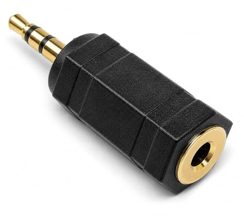 DRUT 1pcs 2.5mm Stereo Jack to 3.5mm Socket Plug Gold Black