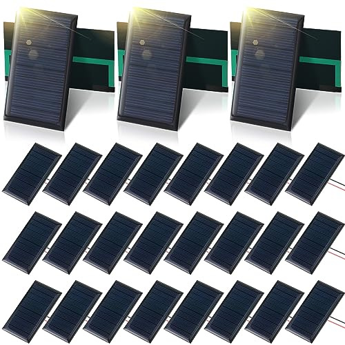 Retisee 30 Stück Kleine Solarzellen Mini Polykristalline Solarzellen 5 V 60 mA Epoxidplatte Photovoltaik Zellen Lademodul mit 10 cm Kabel für Batterieladegerät DIY-System 68 x 37 mm