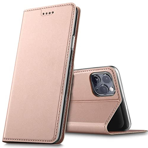 Verco Handyhülle für iPhone 15 Pro Max, Premium Handy Flip Cover für Apple iPhone 15 Pro Max Hülle 6.7 Zoll [integr. Magnet] Book Case PU Leder Tasche, Rosegold