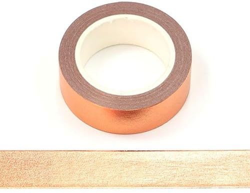 Syntego Nastro adesivo decorativo Washi in lamina, tinta unita, autoadesivo, 15 mm x 10 metri (Rame chiaro)