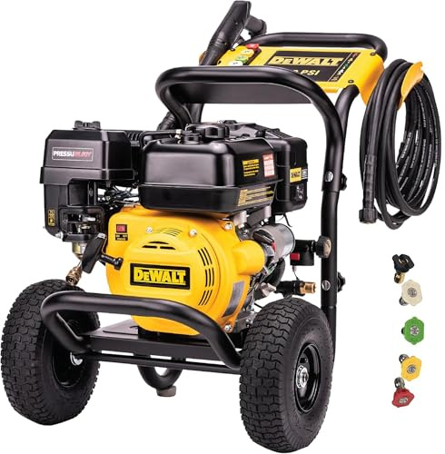 DeWalt DXPW3400PRNB-S PressuReady 3400 PSI Gas Pressure Washer with Quick Start Technology, 2.5 GPM Axial Cam Pump, 208cc Engine, Cold Water, Includes 25-Ft Hose, Nozzles, Spray Gun & Wand, 49-State