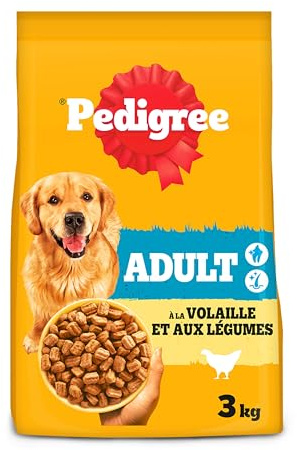 PEDIGREE Croquettes à la Volaille et aux Legumes pour Chien Adulte 3 x 3kg