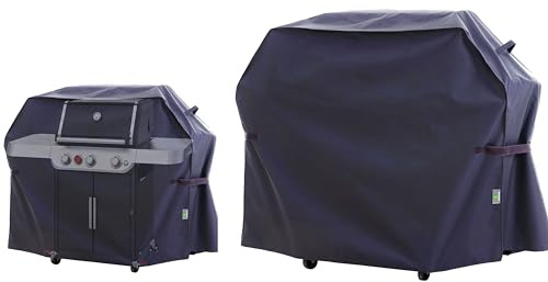 F&J utomhus grillskydd 100 % vattentätt högdensitetstyg stort grillskydd med vindtät fixeringsdesign riv- och skärbeständig anti-UV, grå 160 cm x 68,6 cm x 119,4 cm (63 tum B x 27 tum Dx47 tum) H)