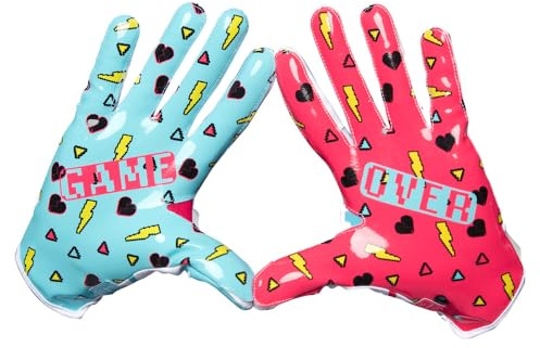 MASSOV Game Over ERA 9.0s - Guantes de fútbol americano de edición limitada con agarre para mujer, palmas adhesivas ProTac y malla MassovMesh para una transpirabilidad y durabilidad superiores (talla