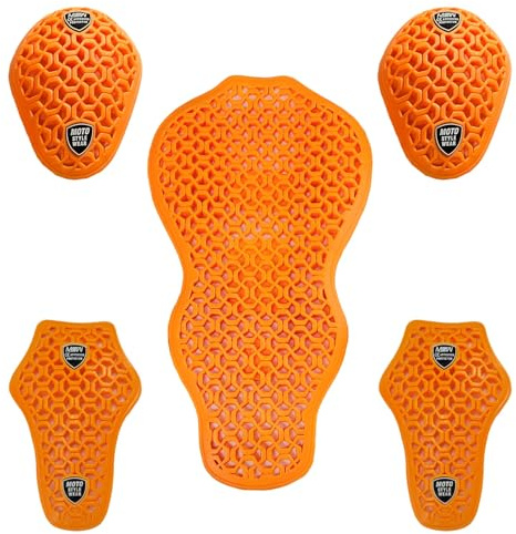 5 PC - CE Level 2 Certified Armor Pads, Level 2 Approved Back, Shoulder and Elbows Armor Protector Inserts for Motorcycle Jackets.