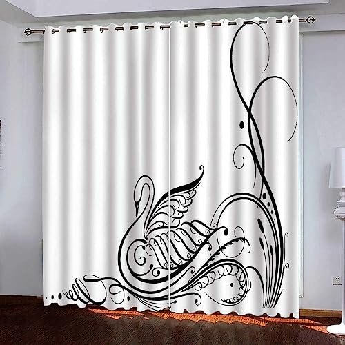3D Verdunkelungsvorhang Ösen Schwanenlinien Textur,2Er Set 300 B X 280 H cm Gardinen Wohnzimmer Gardinen Blickdicht Kinder Vorhänge Schlafzimmer Dekoschals Gardine-6E1P6L7B