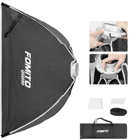 FOMITO Boîte à lumière rectangulaire de 60 x 90 cm, avec grille en nid d'abeille, diffuseurs de lumière, sac pour Godox SL-60W SL60IID SL150R SL300R Aputure 120d, etc