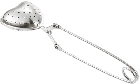 sourcing map 1 boule à thé en forme de cœur avec poignée, infuseur à thé en vrac, passoire à thé en acier inoxydable pour infuser du thé en vrac, argenté