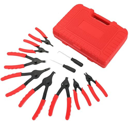 weyleity 11PCS Snap Ring Plier Set | Heavy Duty Straight & Bent Retaining Ring Pliers with Hook & Pick, Internal & External Circlip Removal Tools, for Car Truck Motorcycle Lawn Mower & Farm Equipment
