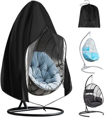 OFFCUP Housse de Chaise Suspendue, 115 * 190CM Housse de Chaise d'oeufs en Tissu Oxford 210D, Anti-UV Imperméable Bache de Protection pour Chaise de Jadin Extérieur avec Fermeture éclair et Cordon