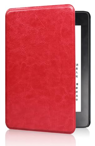 Hülle für 7 Kindle Paperwhite 12. Generation und Kindle Colorsoft Signature Edition, schlanke, sturzsichere, Kratzfeste PU-Lederhülle mit Handschlaufe, automatische Schlaf-/Wachfunktion (Rot)