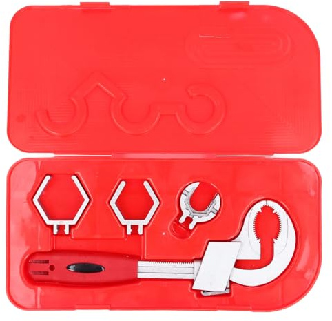 Plyisty Llave Ajustable de Doble Punta, Llave Creciente de Boca Abierta de 80 Mm con 3 Mandriles, Herramienta de Plomería Multifuncional para Artículos Sanitarios, Reparación de Plomería