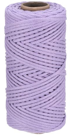 Rebower Cordino Macramé 4mm x 100 M, Cordone Macramé In Cotone Naturale Filato Macramé Intrecciato [Per Porta Piante Decorazioni Murali Lavori A Maglia] - Viola Chiaro