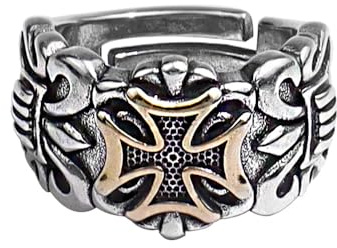 IMINI Anillo de cruz vintage con banda abierta para mujeres y hombres, ajustable, para nudillos, dedo, pulgar, moda, gótico, joyería de moda, regalos de cumpleaños, One Size, Cobre, Sin piedra