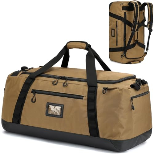 TUGUAN 120L Borsone da Viaggio Borsone Palestra Uomo Donna Grande Borsa sportiva con funzione zaino per Weekend Campeggio, Marrone