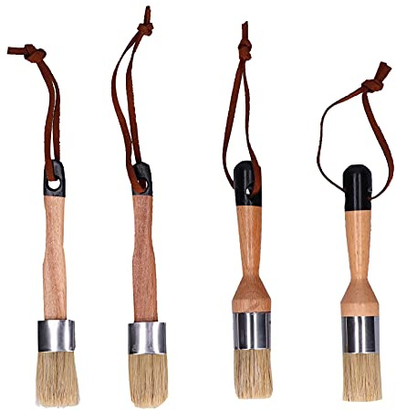 4PCS Chalk Paint Brush, Chalk Paint for Crafts Furniture Wax Brush with Round Heads and Wooden Handle Wax Paint Brush for Home