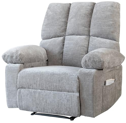 HOMYEDAMIC Relaxsessel Fernsehsessel mit Liegefunktion, TV-Sessel mit seitlichen Griffen, bis 150 kg Belastbar, für Wohnzimmer, Dunkelgrau