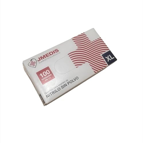 JMEDIS Guantes de Nitrilo Sin Polvo, 100 Unidades, Color Azul (1, EXTRA GRANDE XL)