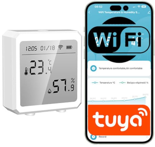 Sone Smart One WLAN Temperatur Feuchtigkeitssensor Weiß LCD Tuya 3xAAA | messverlauf, xlsx export, alarmwerte, batteriestatus, ohne gateway