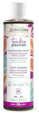 ACTIVILONG - Shampooing Fruité Tendre Passion - Cheveux Ondulés, Bouclés, Frisés et Crépus - 99% d'ingrédients d'origine naturelle - Sans Silicone - Sans Sulfate - Made in France - 250 ml