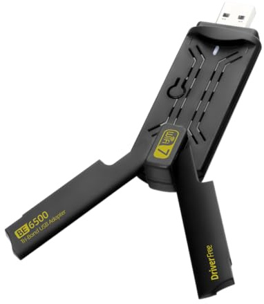 Wi-Fi 7 Adattatore WiFi USB, BE6500Mbps Chiavetta WiFi per PC Fisso Laptop, Tri-Band 6GHz + 5GHz + 2.4GHz Scheda di Rete USB Ricevitore, Antenna Wi-Fi Lunga Portata per Windows 11/10