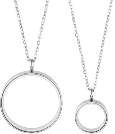 BENECREAT 2 Stück Halskette Mit Rundem Medaillon Anhänger Medaillonanhänger Aus Edelstahl Doppelseitiges Rahmen Erinnerungsmedaillon Zur Aufbewahrung von Hochzeitsfotos Stein Schmuck