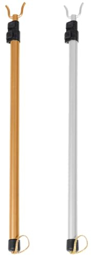 BAZEITFLOW Barra De Ropa Retráctil 2 Piezas, Perchero Ajustable De Aluminio, Extensión Telescópica, Colores Dorado y Plateado, para Balcón y Armario, Soporte Resistente para Secado Doméstico